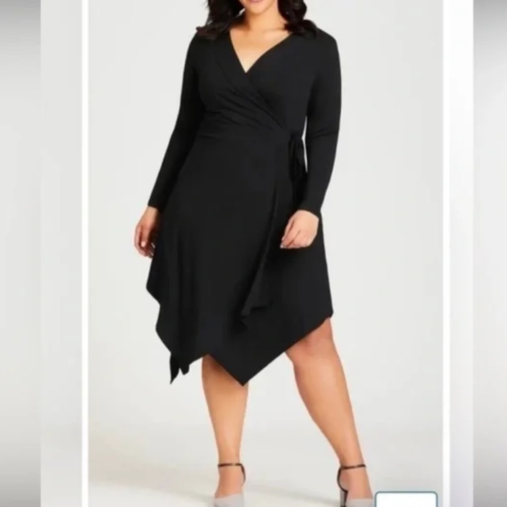 Avenue Black Wraparound Handkerchief  Dress Sz 18/20 NWT